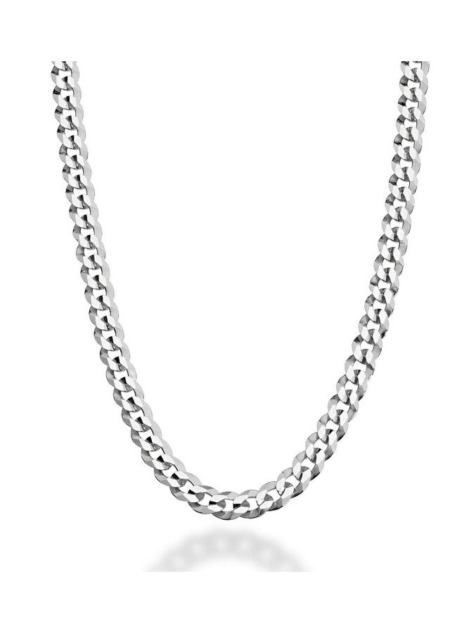 Miabella Solid 925 Sterling Silver Italian 5mm Diamond Cut Cuban Link Curb Chain Necklace for Women Men, Made in Italy (22 Inches) - Image 1