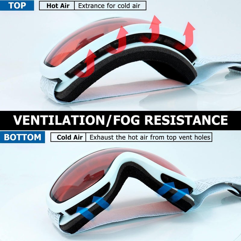 AVV Store OTG Ski Goggles for Men Women With Anti-Fog Dual Layer lens, UV400 Snow Goggle for Snowboarding Snowmobiling Skating - Image 5