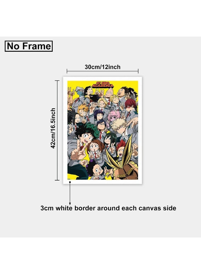 Emoda Home Trove Anime my hero academia poster mha print on canvas painting wall art for living room decor boy gift (unframed, q-mha 1pcs) - White - Image 2