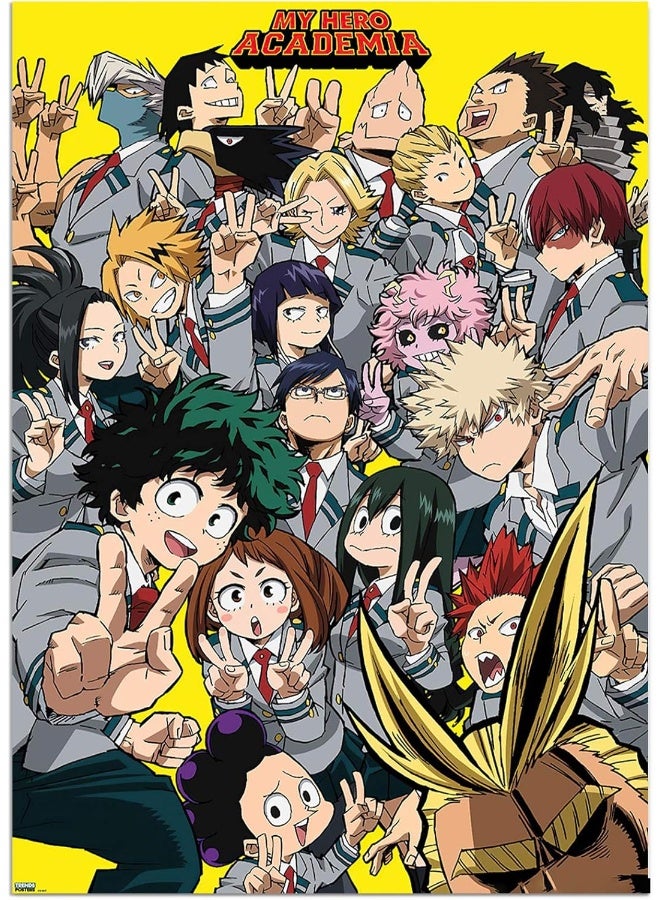 Emoda Home Trove Anime my hero academia poster mha print on canvas painting wall art for living room decor boy gift (unframed, q-mha 1pcs) - White - Image 1