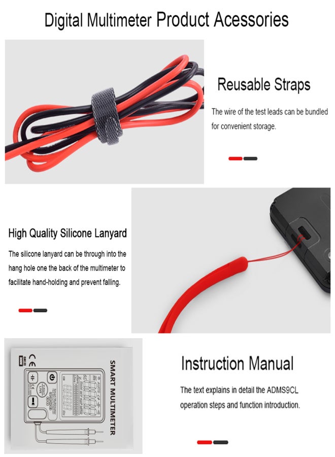 BSIDE 9999 Counts Smart Multimeter True RMS Digital Multimeter Measuring AC/DC Voltage Resistance Frequency with LCD Display DC/AC Voltage Meter Resistance Capacitance Diode Tester Measure Continuity V ~ Alert and Live Wire Check - Image 2