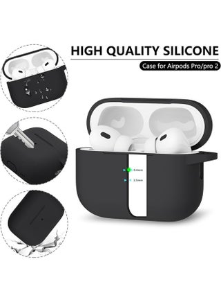 Soft Silicone Protective Case Cover for AirPods Pro 3 2025 with Cleaner Kit and Keychain(Black) - view 4