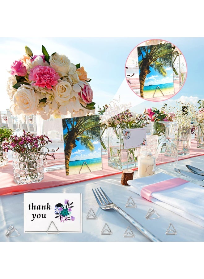 Bukela 30 Pieces Table Number Holder Place Samll Triangle Shape Name Numbers Table Photo Picture Holder Stand Clip for Wedding Baby Shower Party, Suitable for Small Card(Silver) - Image 4