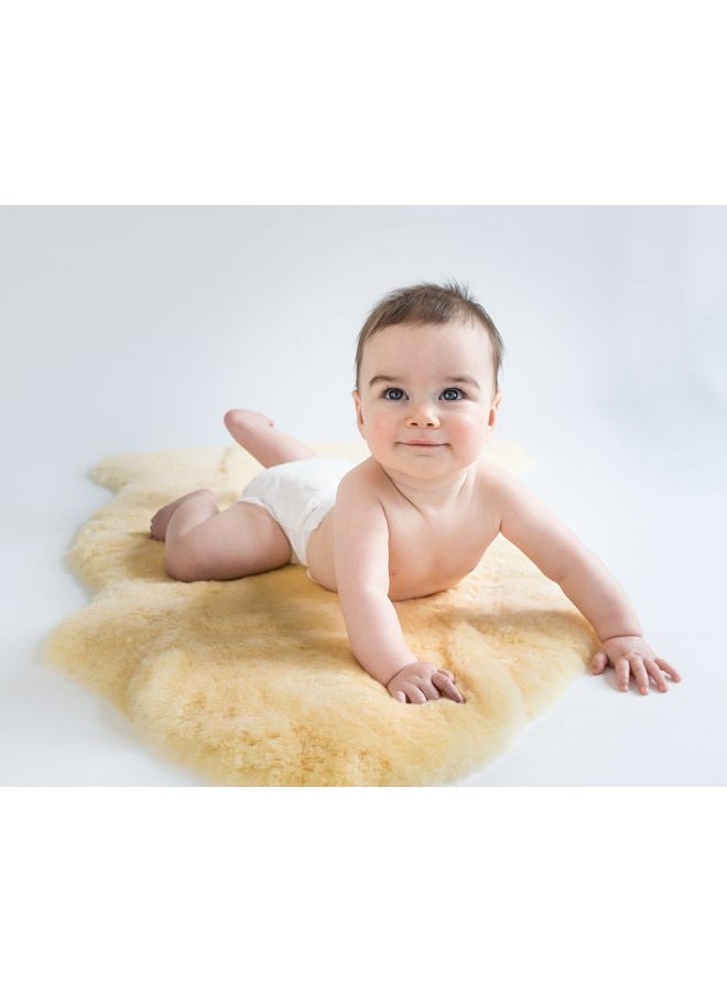 Woolino Sheepskin Rug for Babies , 100% Natural Australian Lambskin, Luxuriously Soft Shorn Lambskin Wool, 2 x 3 Feet, Flax - Image 3