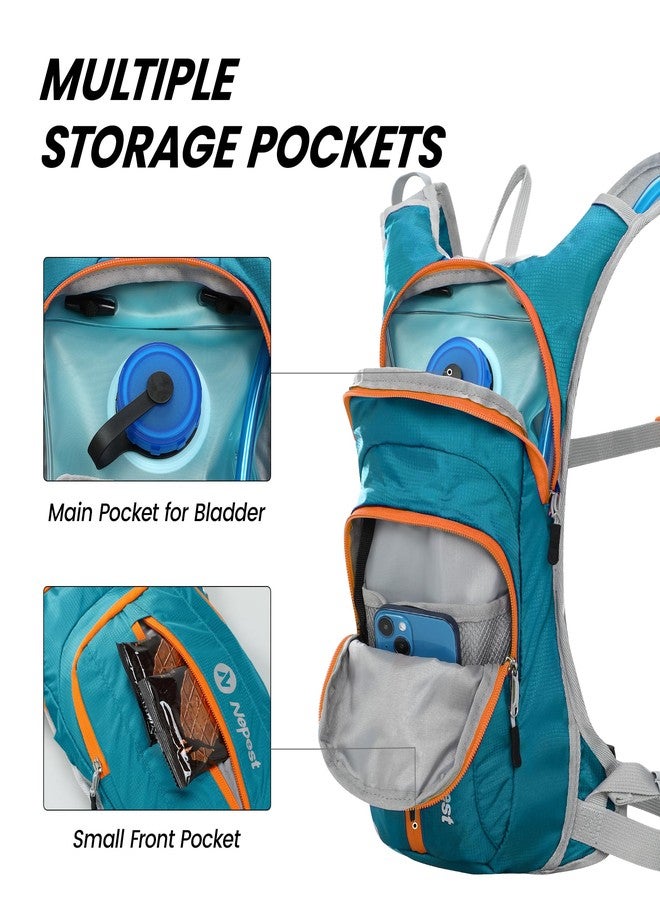Nepest Hydration Pack Backpack with 2L Water Bladder, Lightweight Water Backpack for Hiking, Running, Biking, Teal - Image 4