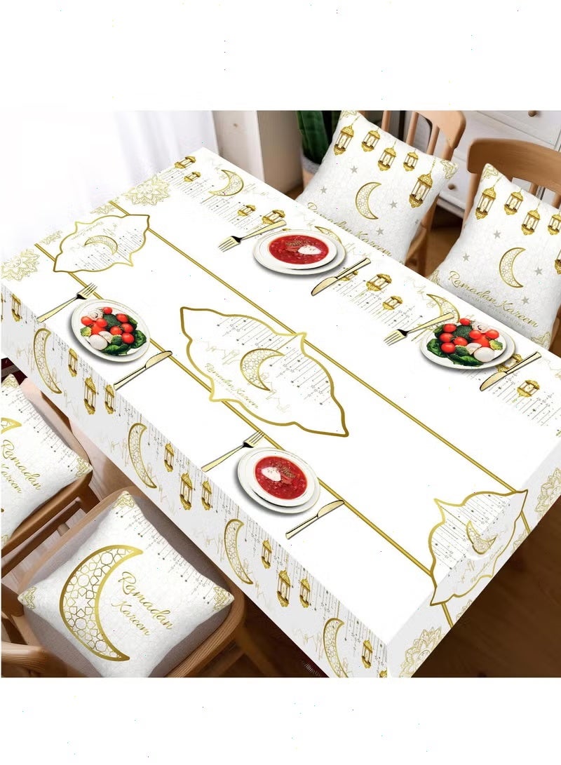5 قطع زينة رمضان للمنزل، مفرش طاولة و 4 أغطية وسائد، مثالية لتزيين المنزل في رمضان، هدية رمضان - Image 4
