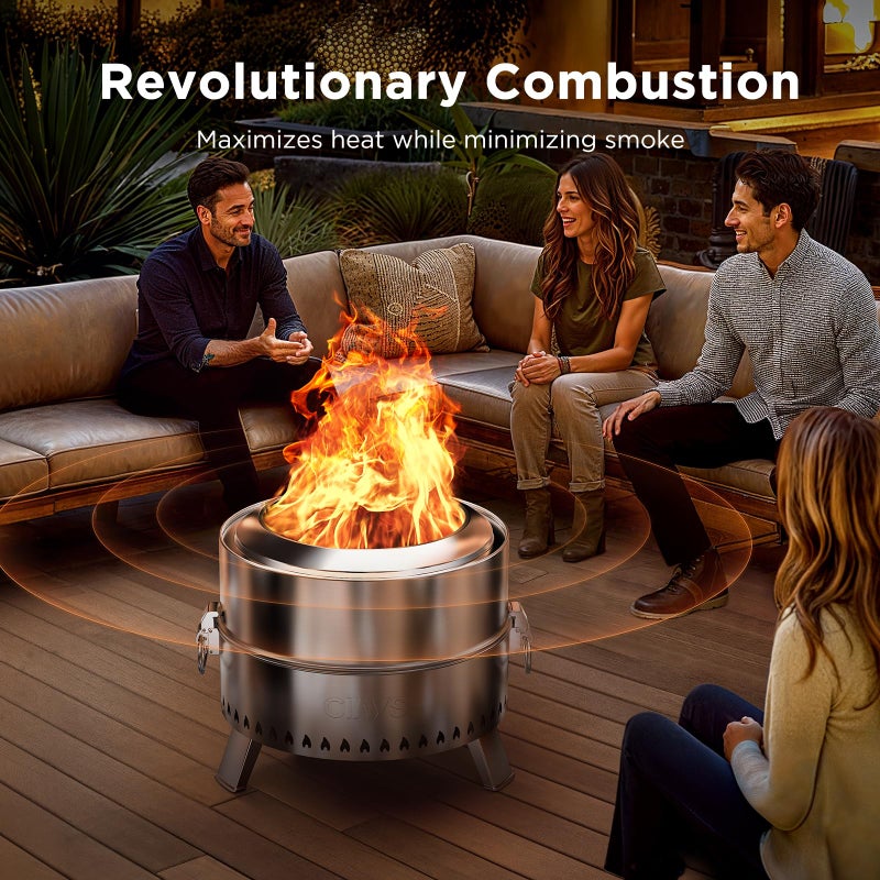 Ciays Smokeless Firepit, 17 Inch Fire Pit for Camping with Patented Technology, Portable Fire Pit for Outside with Steel Grill Rack, Fire Poker, and Bag, Easy Setup and Storage, Wood Burning - Image 2