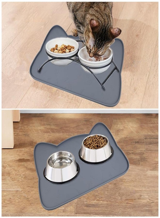 IYYI Cat Food Mat, Silicone Pet Food Mat for Floor, Waterproof Non Slip Pet Feeding Mat, Raised Edge Cat Bowl Mat to Stop Food Spills and Water Messes (Black+M) - Image 3