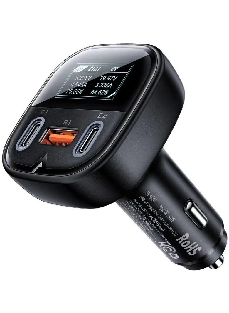 ACEFAST Fast Charge Car Charger B5 – 101W with 2x USB-C + USB-A Ports, Quick Charging for iPhone, Android, Tablets, Laptops – Ultra-Fast Power Delivery, Smart Overload Protection, Compact & Durable Design for Travel - Image 1