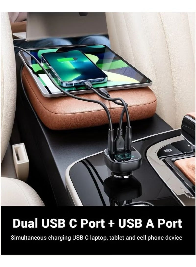 ACEFAST Fast Charge Car Charger B5 – 101W with 2x USB-C + USB-A Ports, Quick Charging for iPhone, Android, Tablets, Laptops – Ultra-Fast Power Delivery, Smart Overload Protection, Compact & Durable Design for Travel - Image 4
