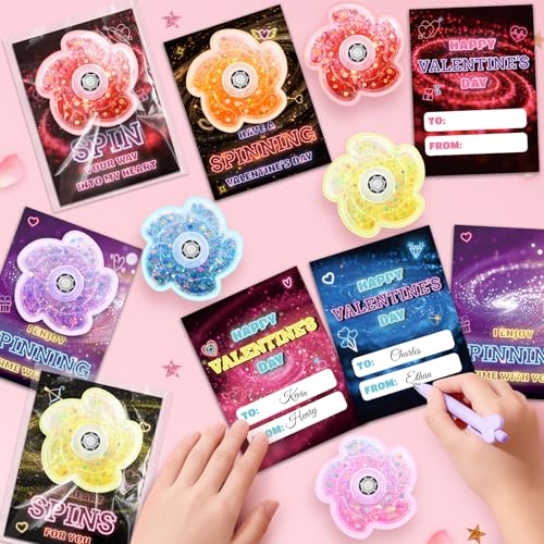 OCHIDO 24 Pack Valentines Day Cards for Kids with Fidget Spinner Valentines Day Gifts for Kids Classroom Exchange School Games Prize Rewards Valentines Party Favors for Girls Boys - Image 5