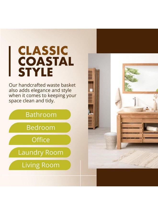 Kouboo سلة مهملات كوبا لا جولا من الروطان مع إدخال بلاستيكي، مصنوعة يدويًا، سلة قمامة، سلة مهملات صغيرة، غرفة نوم، حمام، طاولة زينة، سيارة متنقلة، سكن طلاب، بيضاء مغسولة - Image 3