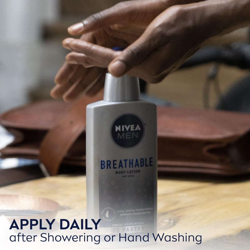 NIVEA MEN Breathable Body Lotion, 48 Hour Hydrating Lotion for Men, 13.5 Fl Oz Bottle - Image 3