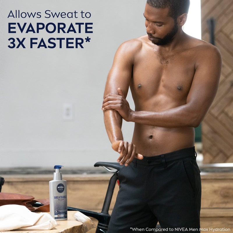 NIVEA MEN Breathable Body Lotion, 48 Hour Hydrating Lotion for Men, 13.5 Fl Oz Bottle - Image 4