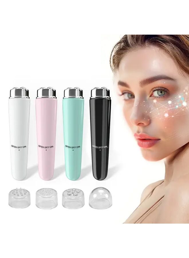 مساج الوجه والعين الوردي مع ٤ رؤوس قابلة للتبديل - محمول ولا يحتاج بطارية - هدية مجانية - Image 3