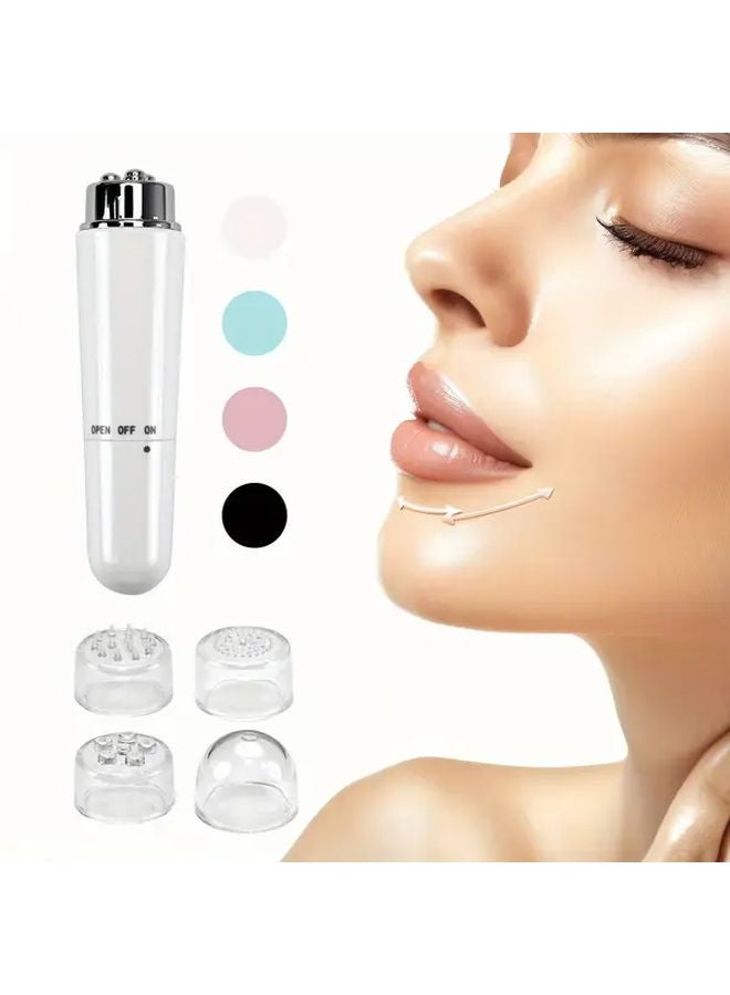 مساج الوجه والعين الوردي مع ٤ رؤوس قابلة للتبديل - محمول ولا يحتاج بطارية - هدية مجانية - Image 2