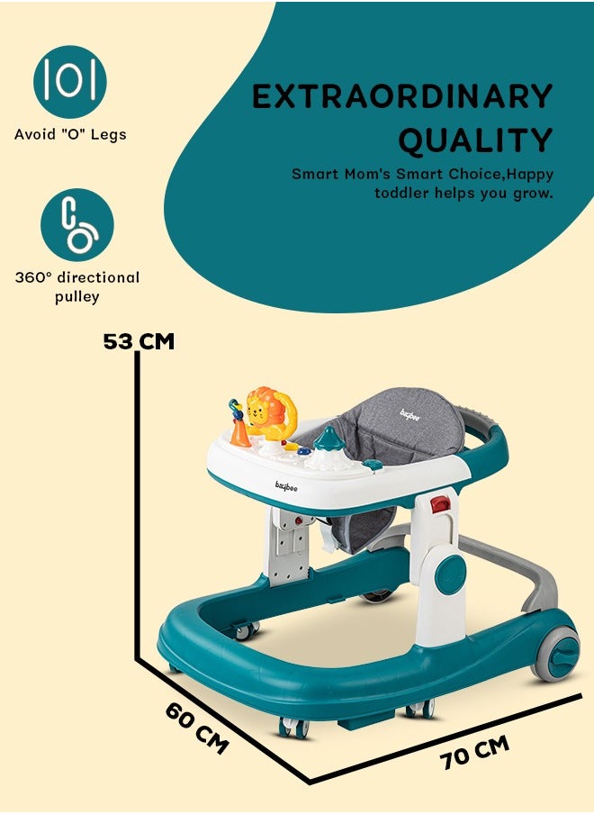 BAYBEE - Astro 2 In 1 Baby Round Walker With 3 Adjustable Height Musical Toy Bar, Speed Adjustable Wheel, 6 To 24 Months, Boys/Girls, Green - Image 1