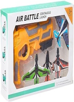 Plastic Air Battle Continuous Launch Gun With 4 Paper Airplane - Multi Color