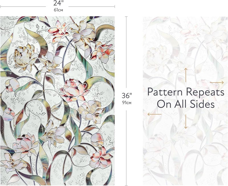 Artscape Begonia | Privacy Window Film with Vibrant Colored Pattern | Non-Adhesive & UV Protection | Easy to Apply & Removable | 24 x 36 Inches | Made in USA - Image 3