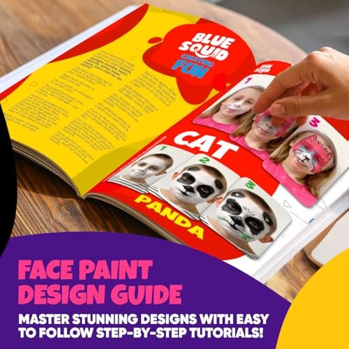 Blue Squid 28 Color Face Painting Kit for Kids - Blue Squid Face Paint Kit Palette with 160pc accessories Stencils, Water Activated Non Toxic Washable Professional Facepaint body set Halloween Party Makeup - Image 5