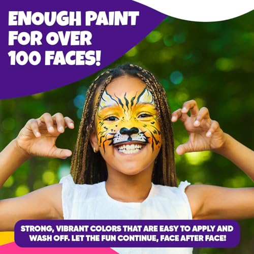 Blue Squid 28 Color Face Painting Kit for Kids - Blue Squid Face Paint Kit Palette with 160pc accessories Stencils, Water Activated Non Toxic Washable Professional Facepaint body set Halloween Party Makeup - Image 4