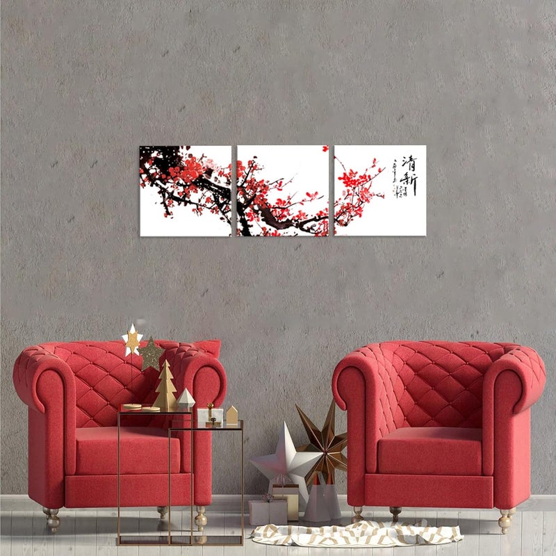 NAN Wind Traditional Chinese Painting of Red Plum Blossom Canvas Prints - Image 5