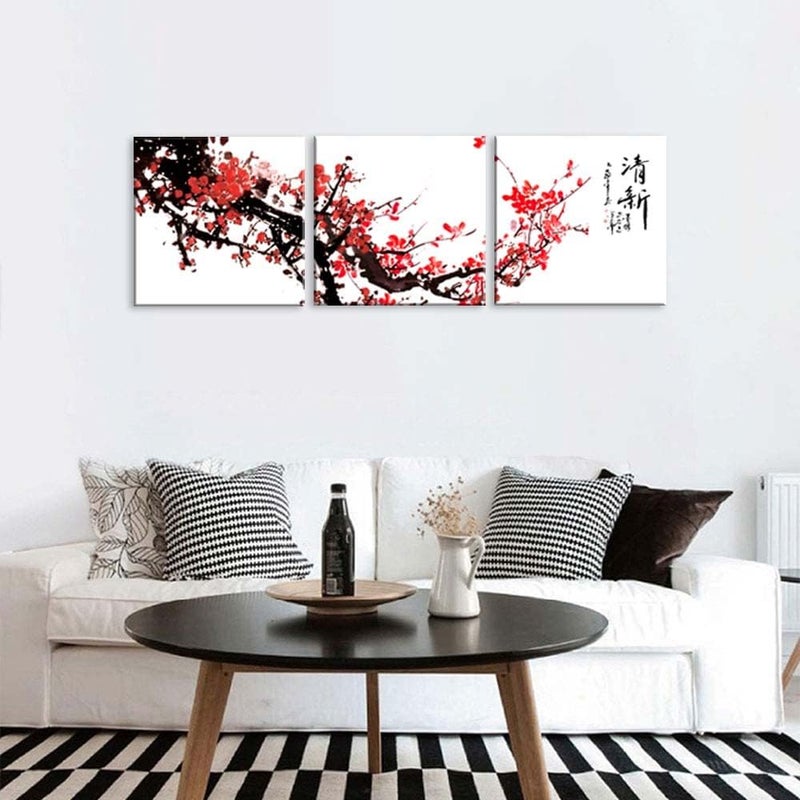 NAN Wind Traditional Chinese Painting of Red Plum Blossom Canvas Prints - Image 3