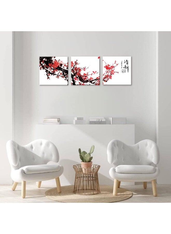 NAN Wind Traditional Chinese Painting of Red Plum Blossom Canvas Prints - Image 4