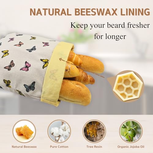 BYTTME 2 Pack Beeswax Bread Bags for Homemade Bread with Zipper, Large 13x17'' Reusable Beeswax Sourdough Bread Storage Bag, Keep Loaves Fresh Longer, Freezer Safe & Airtight, Natural, Zero Waste - Image 2