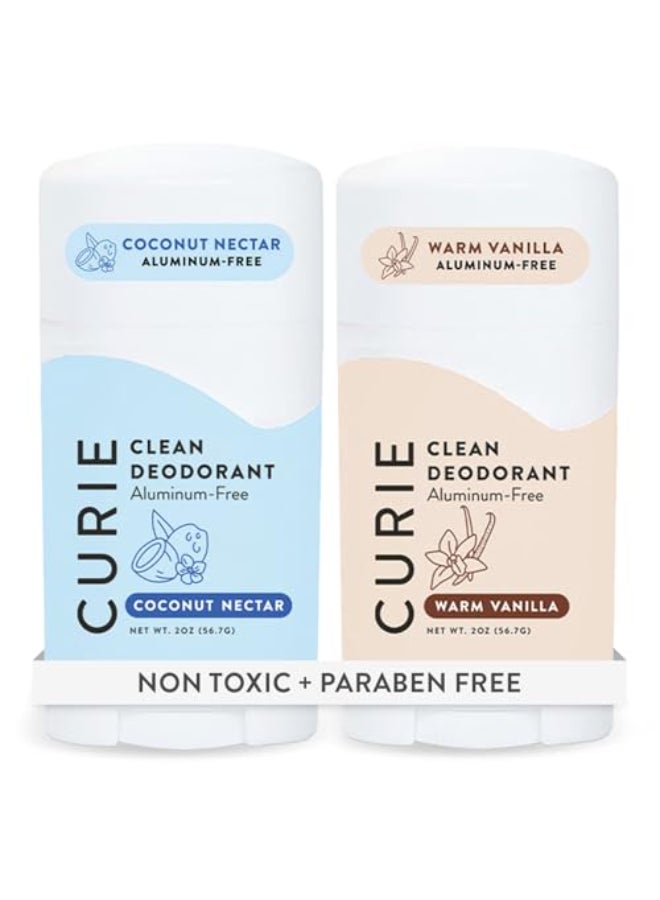 Curie Natural Deodorant for Women Coconut Nectar Warm Vanilla Aluminum Free Clean Sustainable Vegan Paraben Free 2pk - Image 1