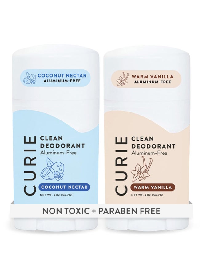 Curie Natural Deodorant for Women Coconut Nectar Warm Vanilla Aluminum Free Clean Sustainable Vegan Paraben Free 2pk - Image 2
