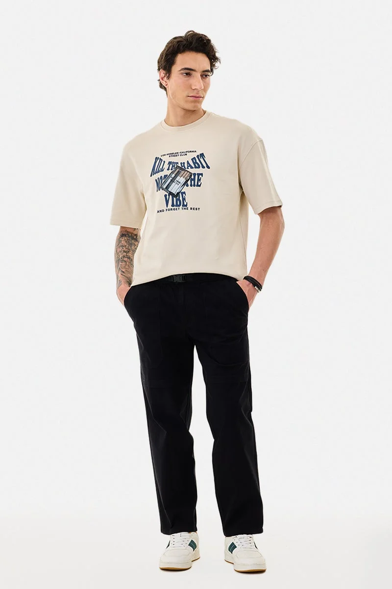 سنيتش Off White Graphic Half Sleeve Oversized Streetwear T-Shirt