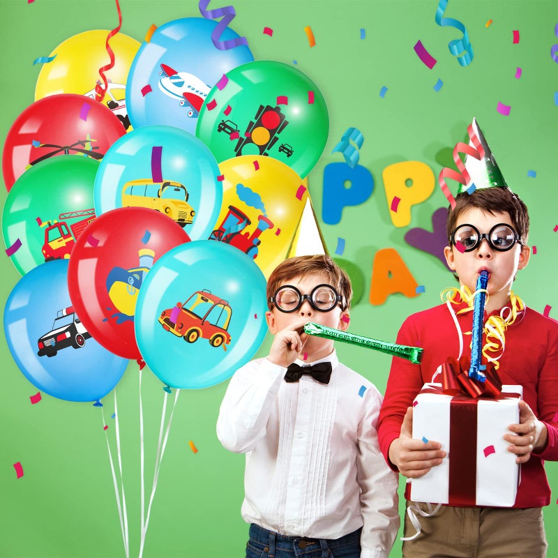 Threan 40 Pack Transportation Party Balloons Decorations Traffic Latex Balloons Vehicle Transport Party Supplies for Boys Kids Baby Shower Birthday Decoration - Image 4