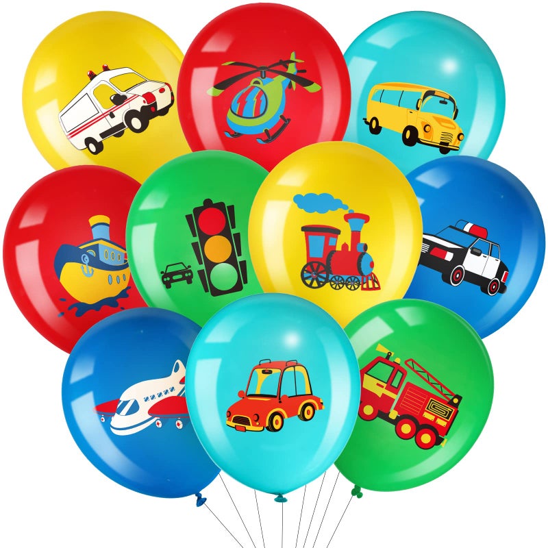 Threan 40 Pack Transportation Party Balloons Decorations Traffic Latex Balloons Vehicle Transport Party Supplies for Boys Kids Baby Shower Birthday Decoration - Image 1