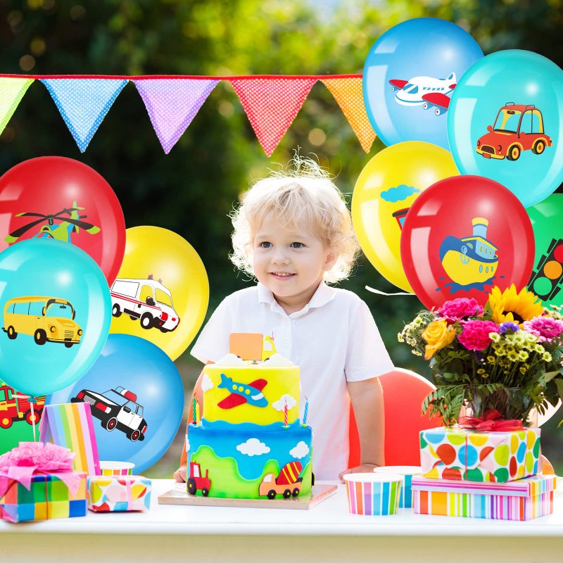 Threan 40 Pack Transportation Party Balloons Decorations Traffic Latex Balloons Vehicle Transport Party Supplies for Boys Kids Baby Shower Birthday Decoration - Image 5