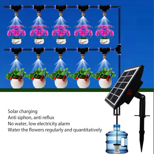 Nurnesy Solar Spray Irrigation System Kit Automatic Self Watering Sprinkler for Greenhouse Garden, Smart Waterer for Lazy Lawn, Solar Sprayer for Backyard Garden, Drip Irrigation Kits - Image 5