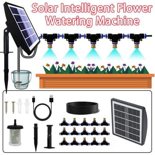Nurnesy Solar Spray Irrigation System Kit Automatic Self Watering Sprinkler for Greenhouse Garden, Smart Waterer for Lazy Lawn, Solar Sprayer for Backyard Garden, Drip Irrigation Kits - Image 3