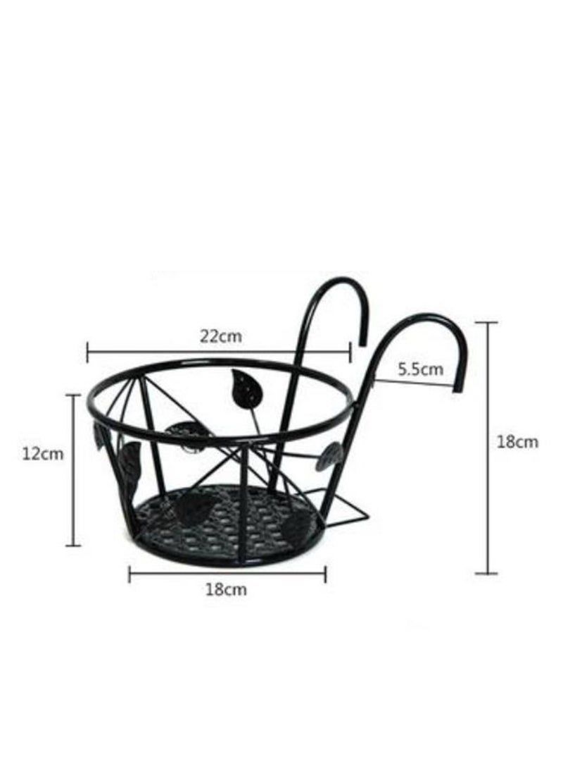 Golden 22cm Metal Hanging Basket Round Flower Pot Garden Pots Balcony Planters Bucket Holders Plant Pot Holder For Porch Fenc (2 Pcs Black)  - Image 4