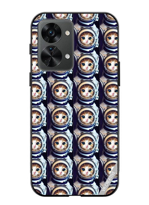 Protective Case Cover For OnePlus Nord 2T Cat Face Inside Astronauts Helmet Pattern Design Multicolour