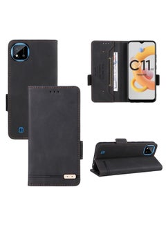 HuHa Case Cover For Realme C11 2021/Realme C20 Magnetic Clasp Flip Leather Phone Case Black 