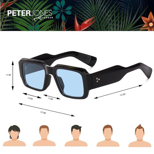Peter Jones Rectangular Black Frame Unisex Oversized UV/UB Protected Non Polarized Sunglasses (3766BBL) - Image 4