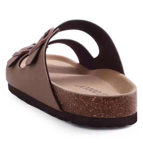 ODOLY Unisex Cork Footbed Slide Sandal, Arch Support Summer Outdoor Sandals with Adjustable Buckle for Women and Men, Brown 42 (10.5 Women/9 Men) - Image 5
