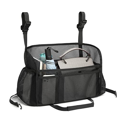 SUOVOCK Car net Pocket Handbag Holder, car Purse Holder can be Used to Store Items, Protective Barrier for Children and Pets in The Back seat of car, Helps to Drive Safely (Black) - Image 1