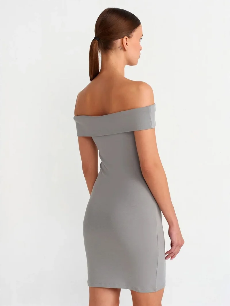 ديلفين Dilvin Bodycon Mini Dress With Off-shoulder Neckline