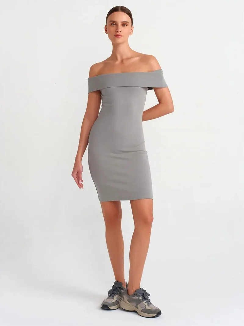 ديلفين Dilvin Bodycon Mini Dress With Off-shoulder Neckline