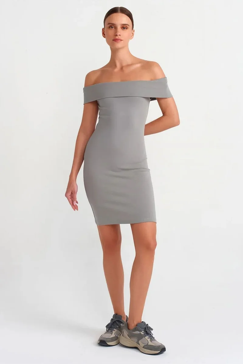 ديلفين DILVIN Bodycon Mini Dress With Off-shoulder Neckline