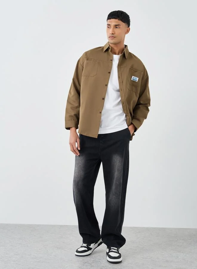 Styli Styli Men Beige Oversized Utility Shacket
