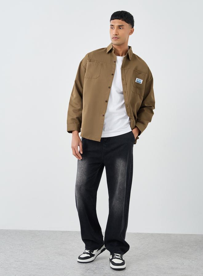 Styli Men Beige Oversized Utility Shacket - Image 2