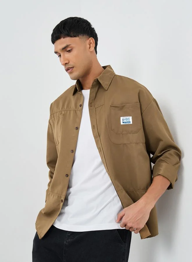 Styli Styli Men Beige Oversized Utility Shacket