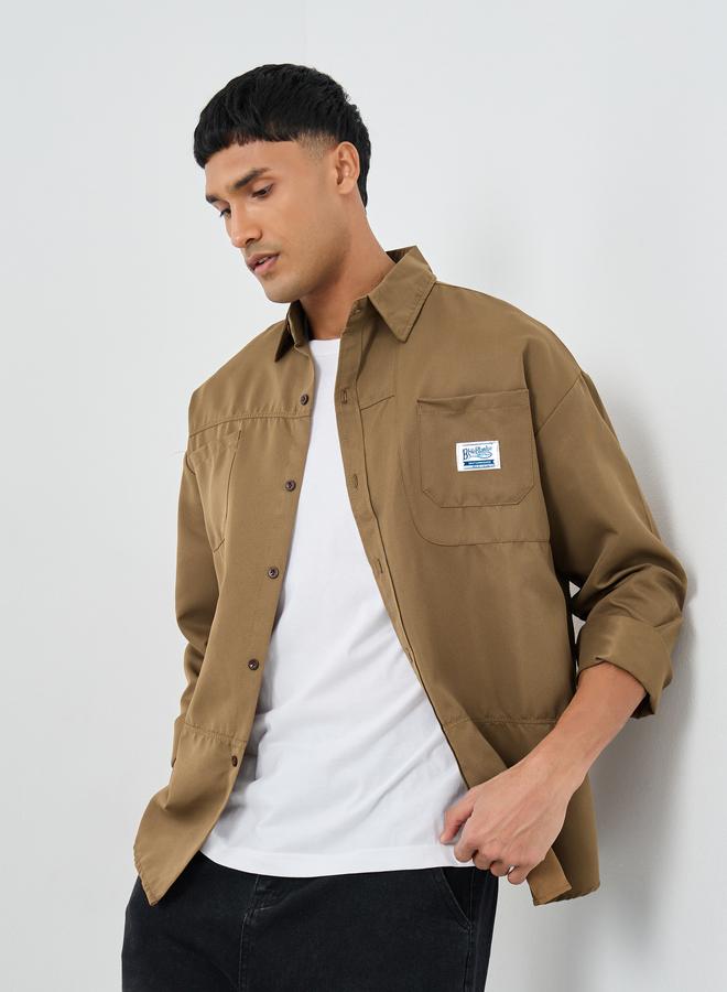 Styli Men Beige Oversized Utility Shacket - Image 1
